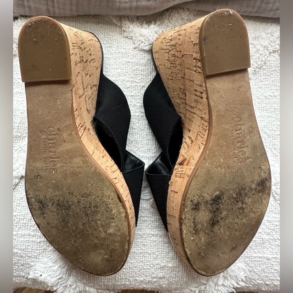 Charles David Size 7 Elastic Band Wedge Slides - image 3